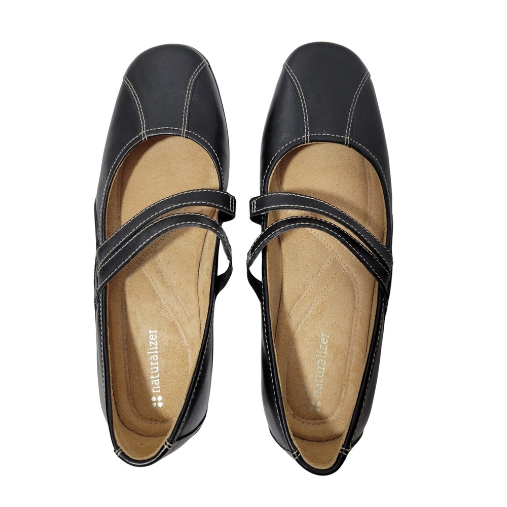 Naturalizer Mary Jane Flats Women 8 M Forsure Black Leather Double Strap Slip On